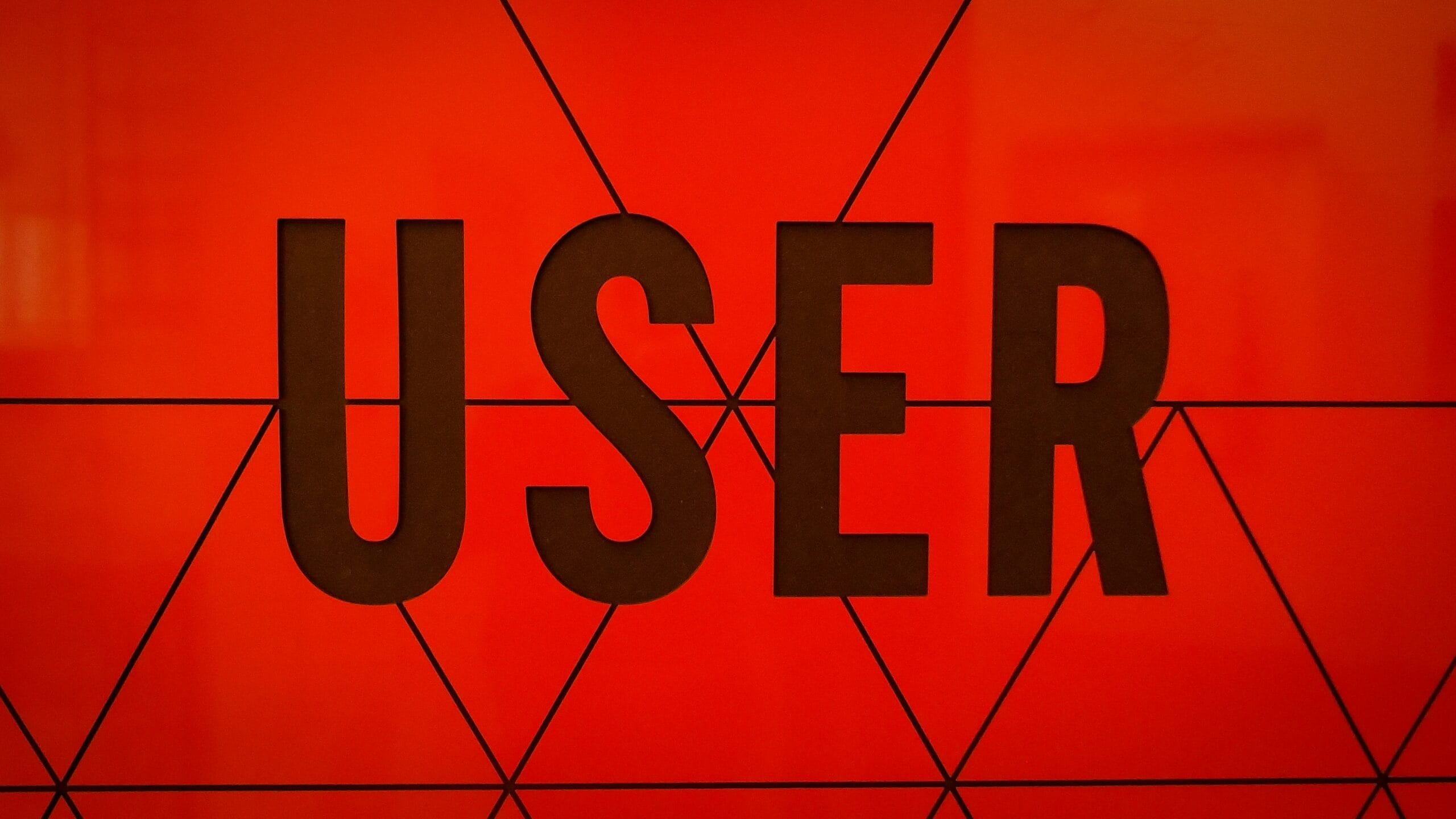 a close up of the word user on a wall