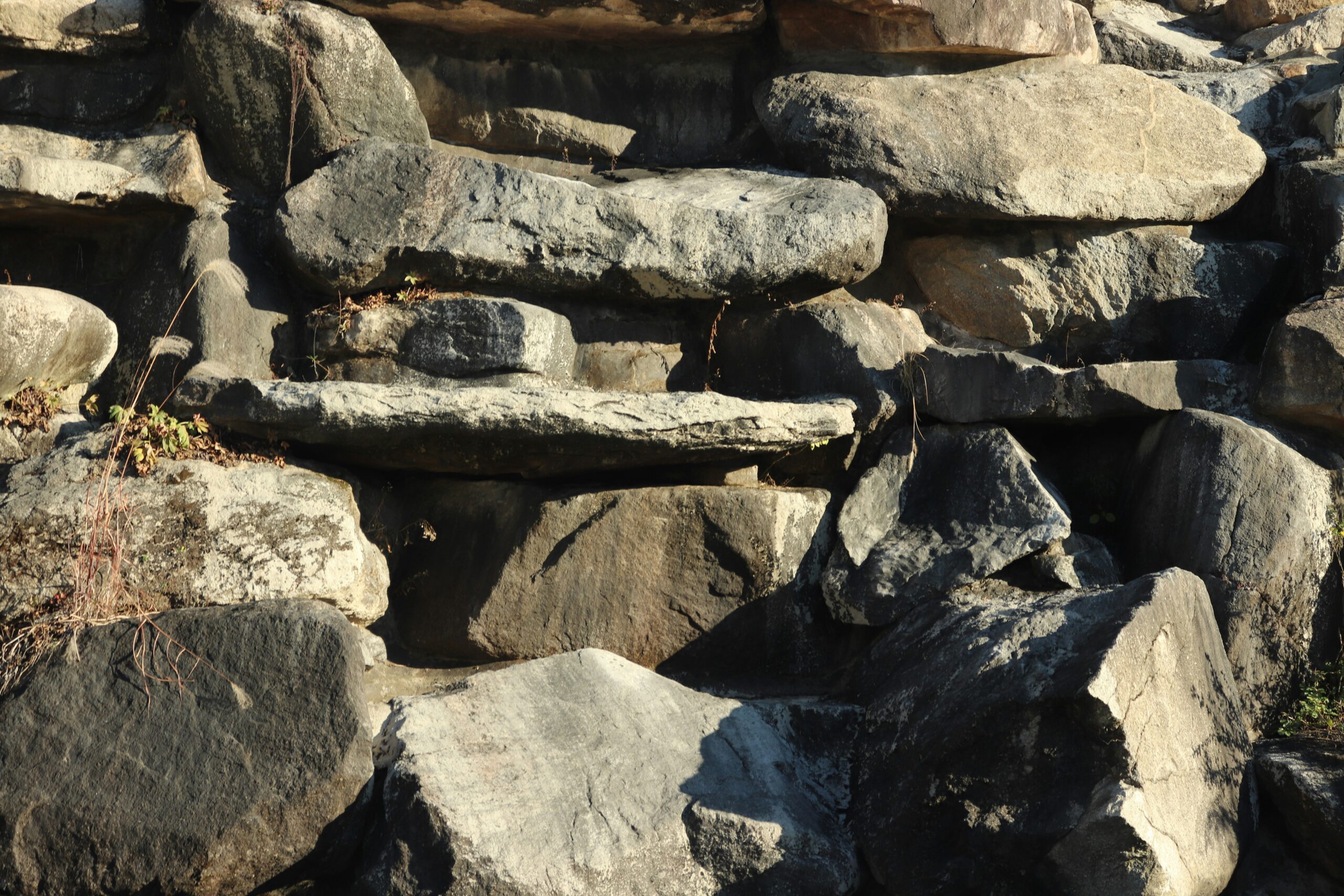 a pile of rocks sitting next to each other