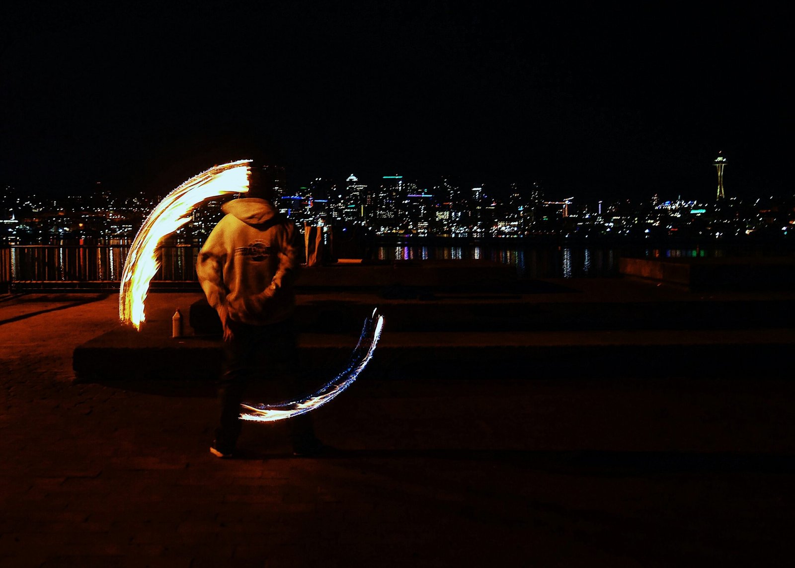 man performing fire dance